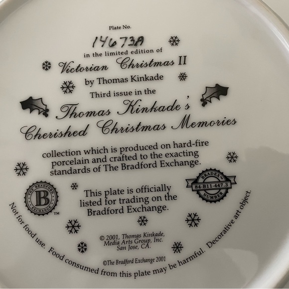 Thomas Kinkade Victorian Christmas II Plate -2001 - Picture 4 of 6